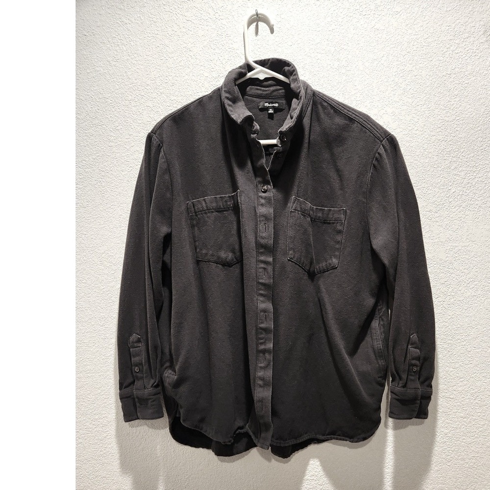Madewell Cotton Utility Shirt Jacket Women's XL Charcoal‎ Button Front